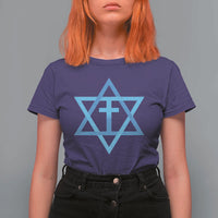Messianic Cross Star of David Yeshua Jesus T Shirt For Women - Wonder Print Shop
