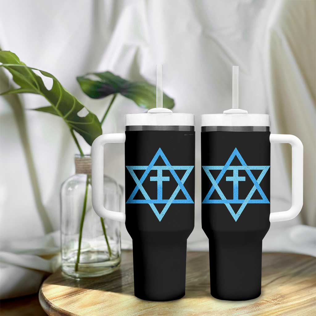 Messianic Cross Star of David Yeshua Jesus Tumbler With Handle - Wonder Print Shop