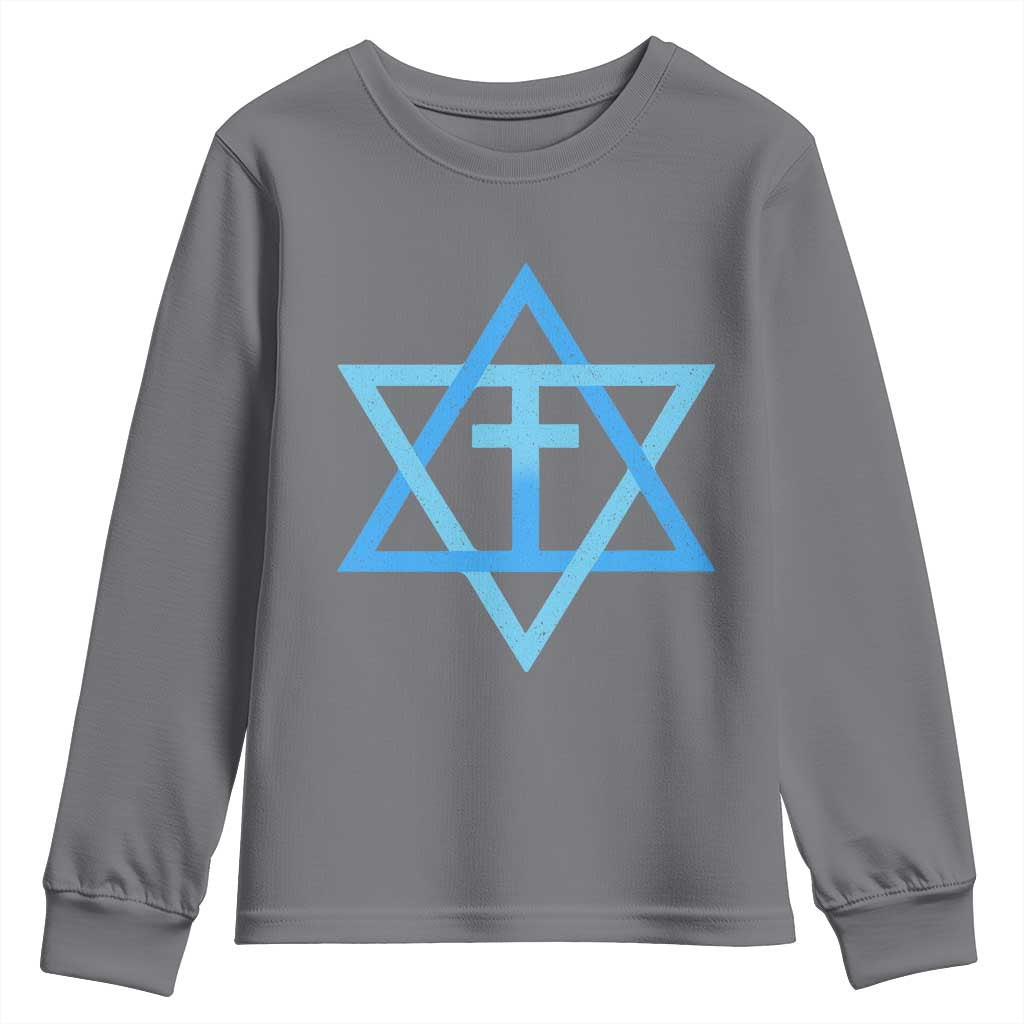 Messianic Cross Star of David Yeshua Jesus Youth Sweatshirt - Wonder Print Shop
