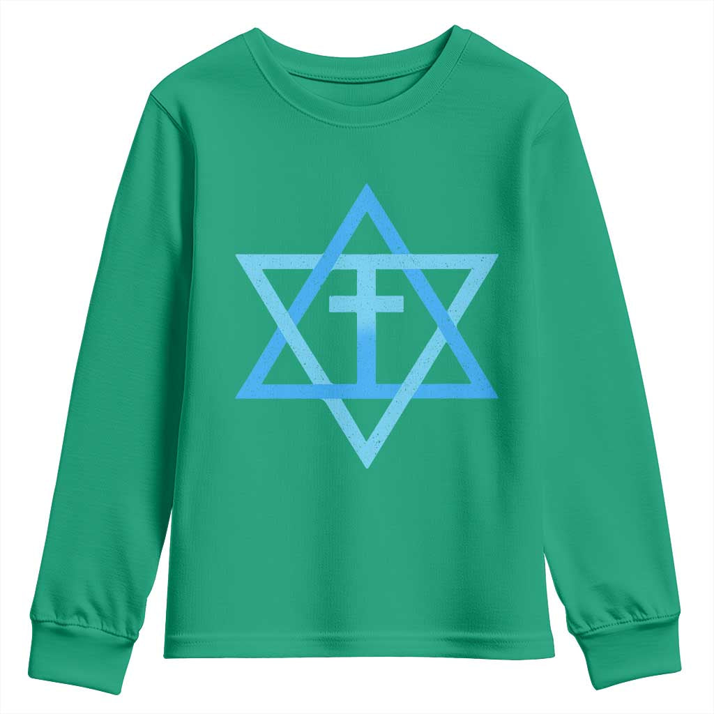 Messianic Cross Star of David Yeshua Jesus Youth Sweatshirt - Wonder Print Shop