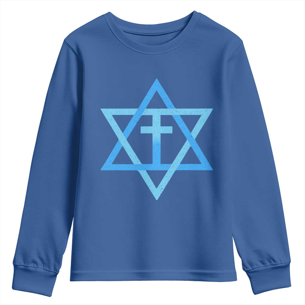 Messianic Cross Star of David Yeshua Jesus Youth Sweatshirt - Wonder Print Shop