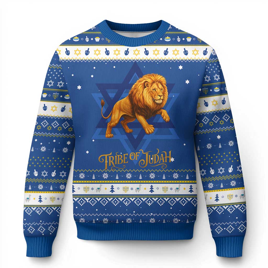 Tribe Of Judah Hanukkah Ugly Sweater Bible History Hebrew Christ Israelite Lion - Wonder Print Shop