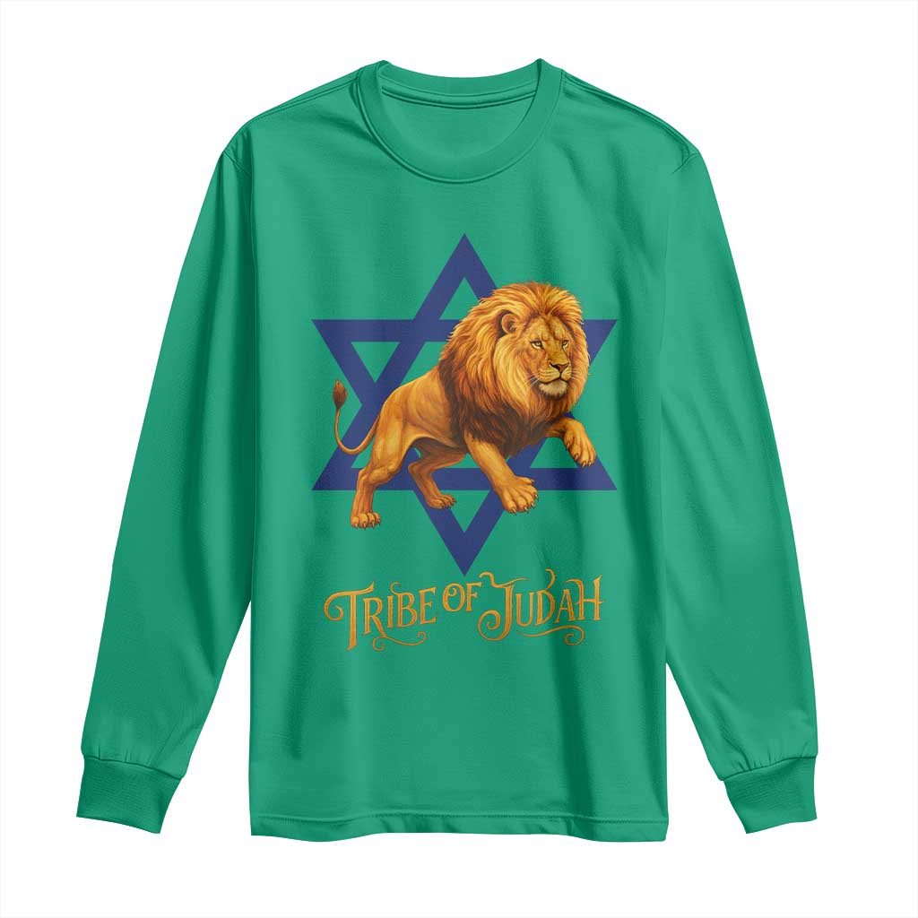 Tribe Of Judah Long Sleeve Shirt Bible History Hebrew Christ Israelite Lion - Wonder Print Shop