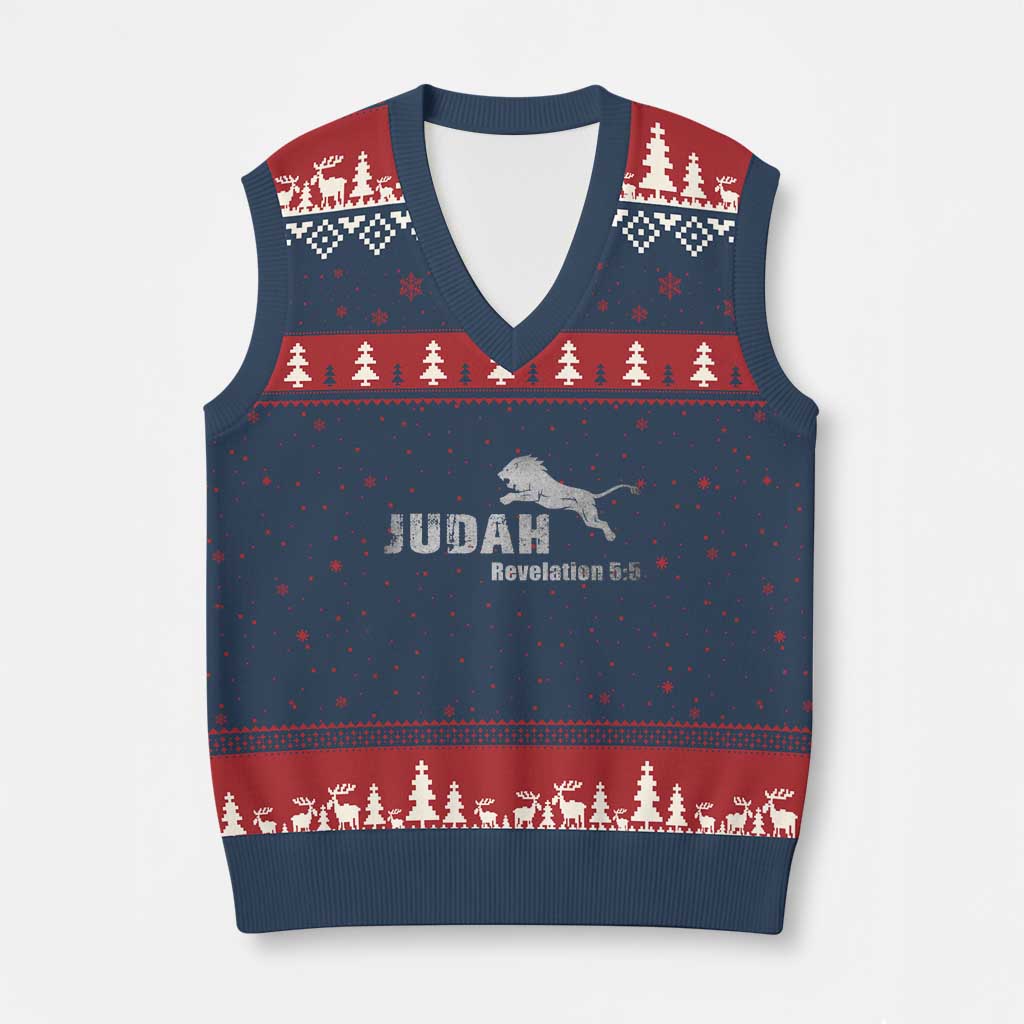 Lion Tribe of Judah Hebrew Christ Israelite V-Neck Knit Sweater Vest - Wonder Print Shop