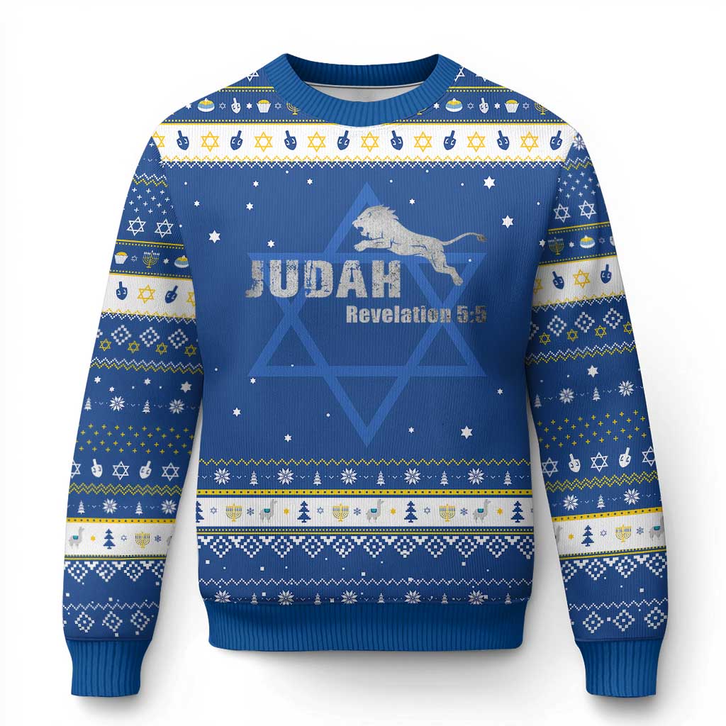 Lion Tribe of Judah Hebrew Christ Israelite Hanukkah Ugly Sweater - Wonder Print Shop