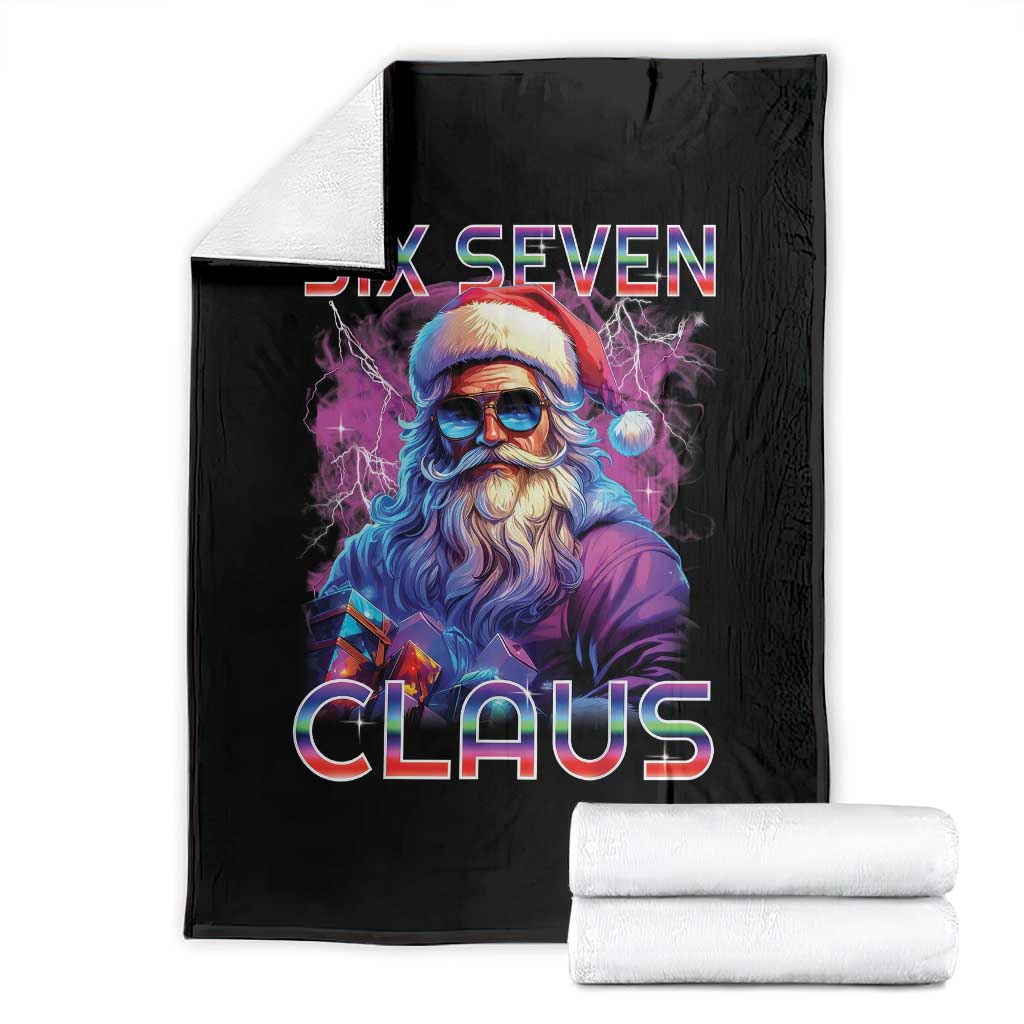 Funny Six Seven Claus Throw Blanket 67 Christmas Santa Meme Gen Alpha - Wonder Print Shop