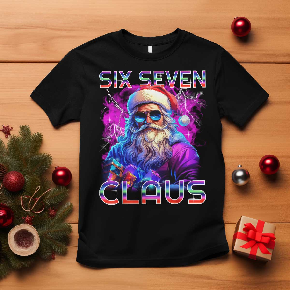 Funny Six Seven Claus T Shirt 67 Christmas Santa Meme Gen Alpha - Wonder Print Shop