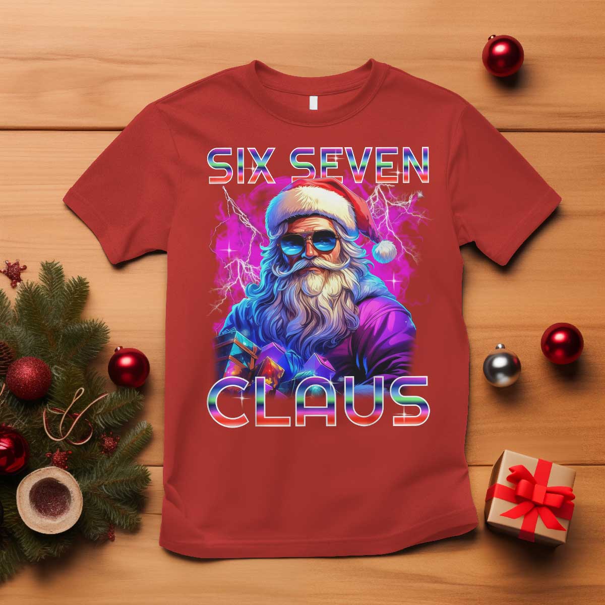 Funny Six Seven Claus T Shirt 67 Christmas Santa Meme Gen Alpha - Wonder Print Shop