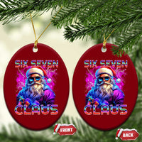 Funny Six Seven Claus Ceramic Ornament 67 Xmas Santa Meme Gen Alpha - Wonder Print Shop