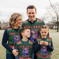 Funny Six Seven Claus V-Neck Knit Sweater Vest 67 Xmas Santa Meme Gen Alpha - Wonder Print Shop