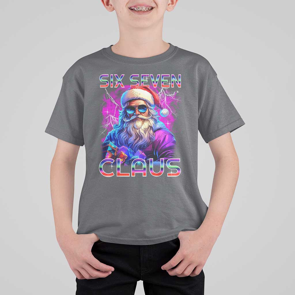 Funny Six Seven Claus T Shirt For Kid 67 Christmas Santa Meme Gen Alpha - Wonder Print Shop