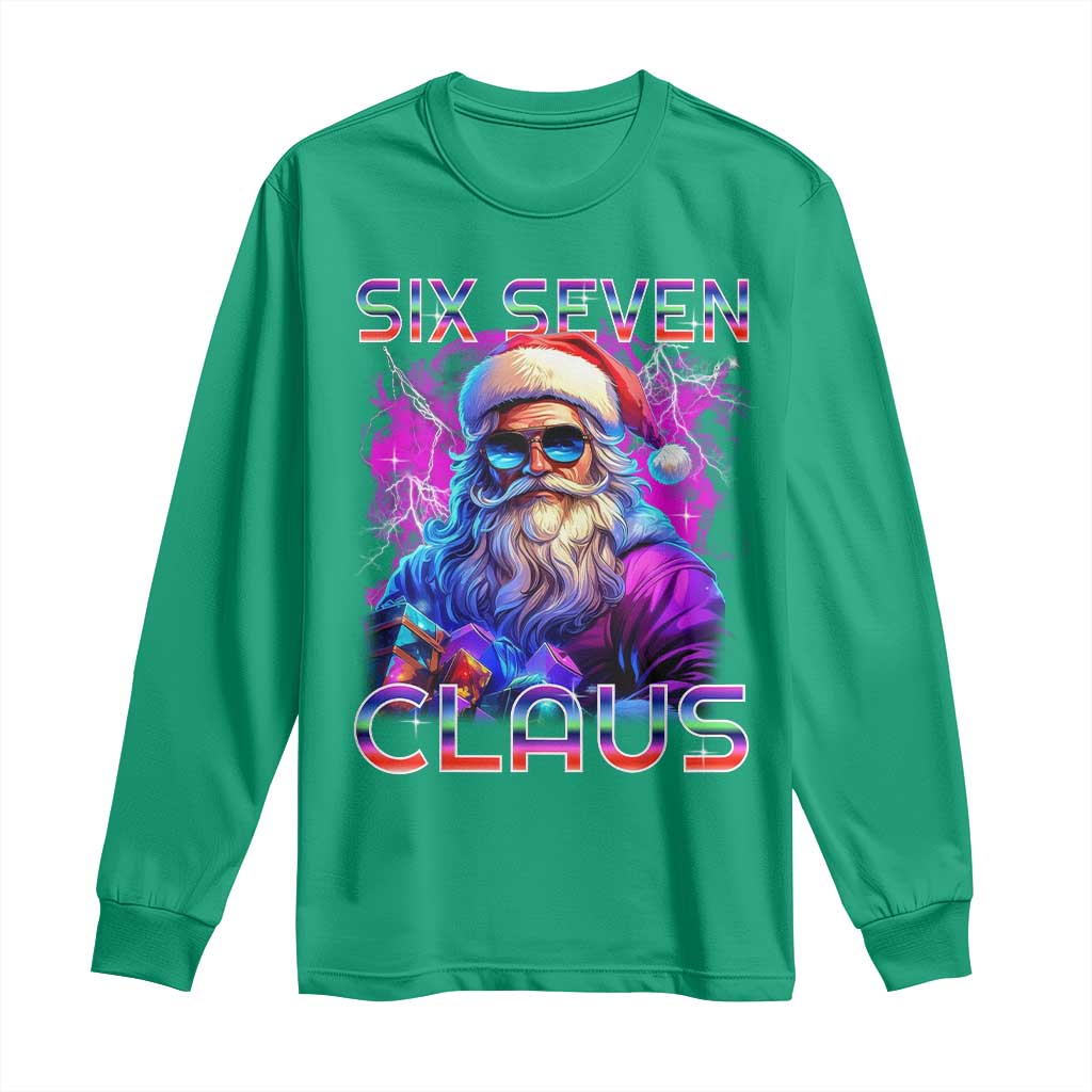 Funny Six Seven Claus Long Sleeve Shirt 67 Christmas Santa Meme Gen Alpha - Wonder Print Shop
