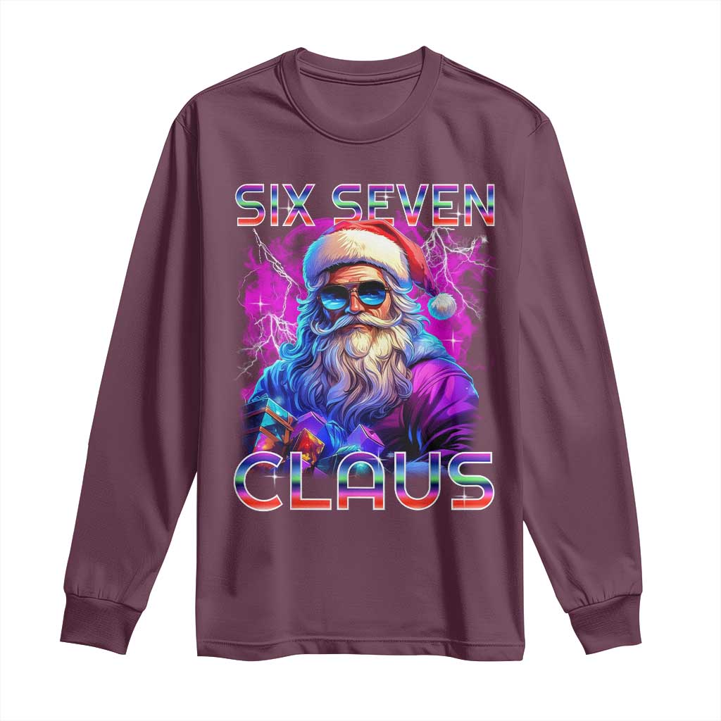 Funny Six Seven Claus Long Sleeve Shirt 67 Christmas Santa Meme Gen Alpha - Wonder Print Shop