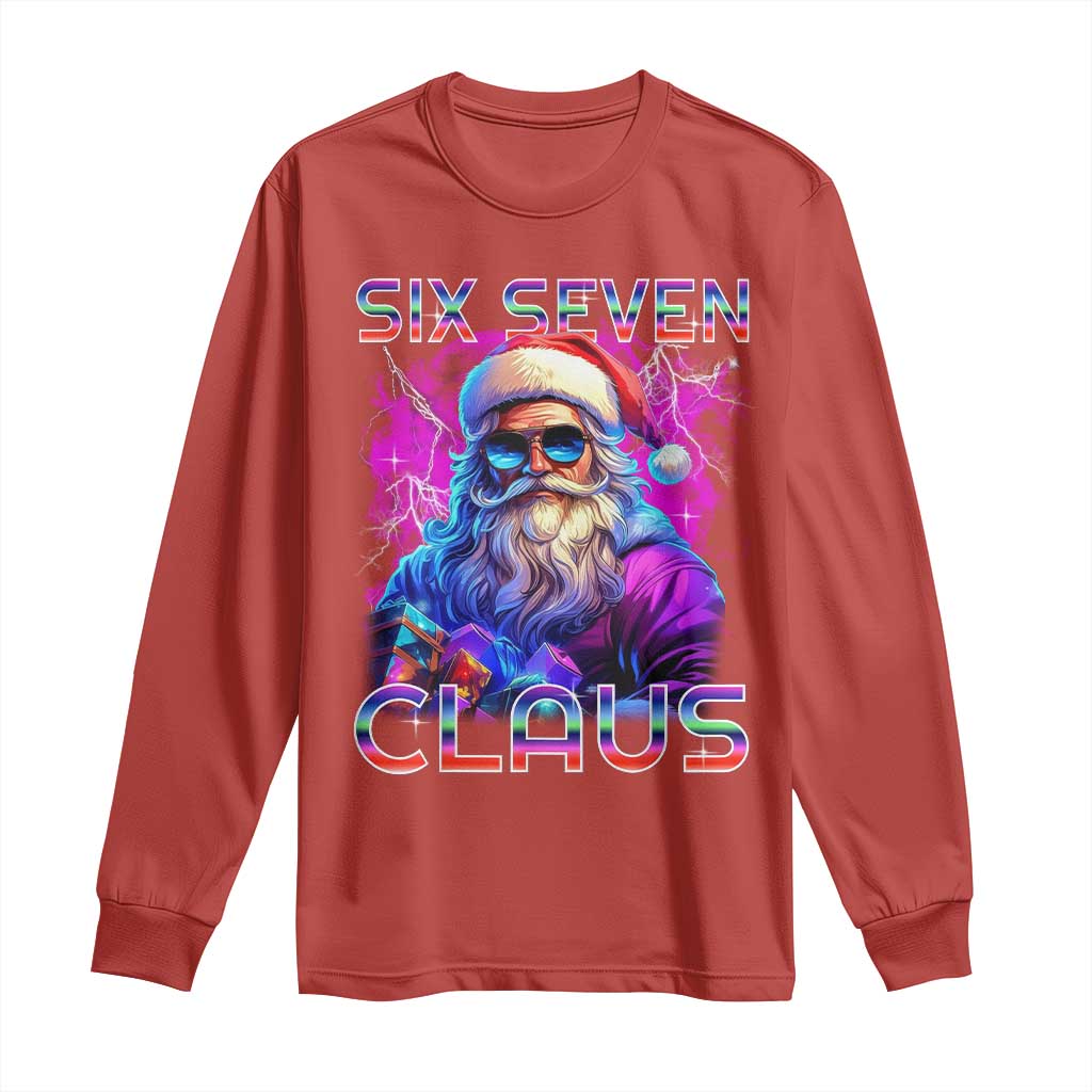 Funny Six Seven Claus Long Sleeve Shirt 67 Christmas Santa Meme Gen Alpha - Wonder Print Shop