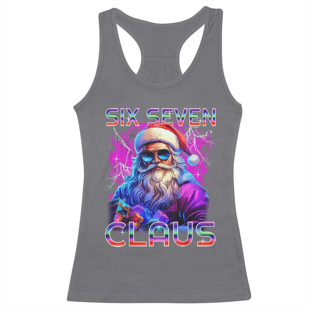 Funny Six Seven Claus Racerback Tank Top 67 Christmas Santa Meme Gen Alpha - Wonder Print Shop