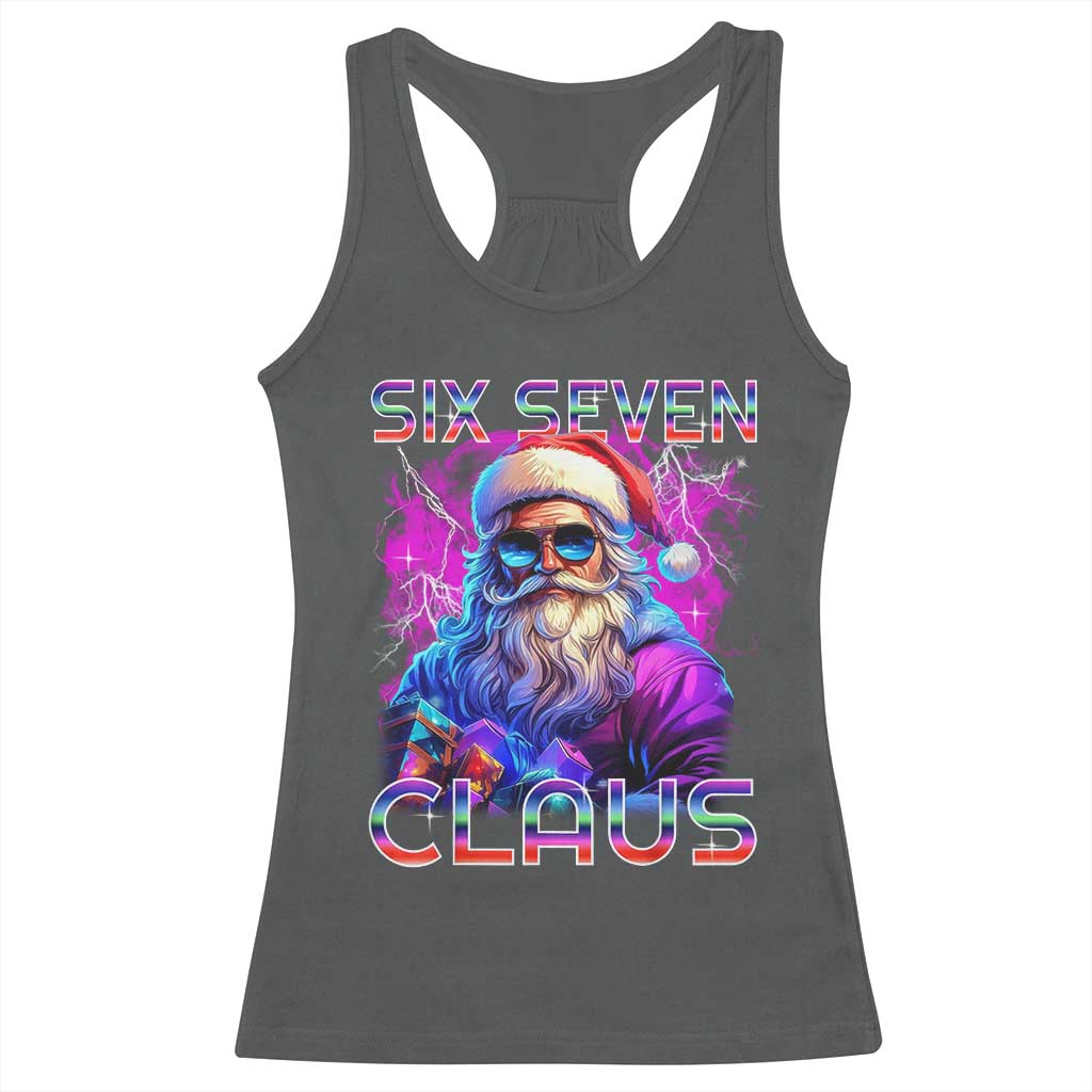 Funny Six Seven Claus Racerback Tank Top 67 Christmas Santa Meme Gen Alpha - Wonder Print Shop