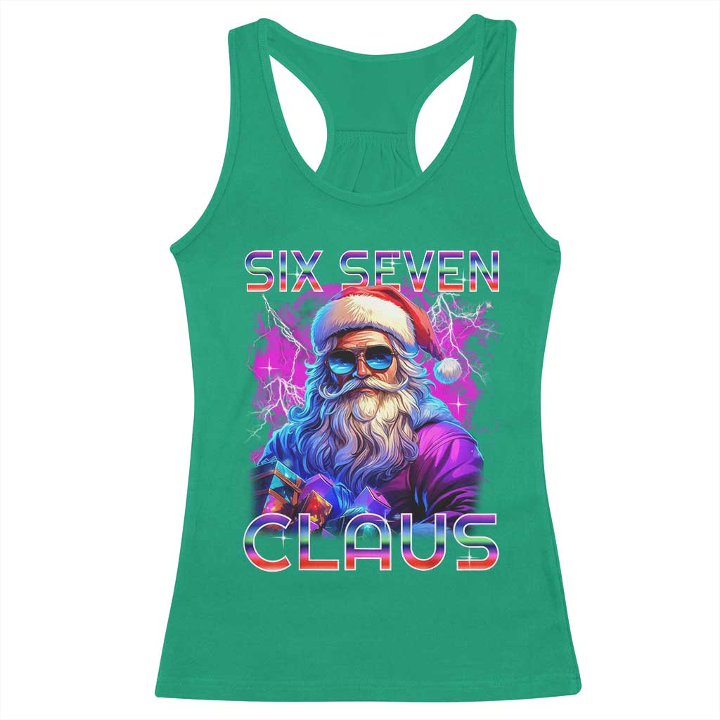 Funny Six Seven Claus Racerback Tank Top 67 Christmas Santa Meme Gen Alpha - Wonder Print Shop