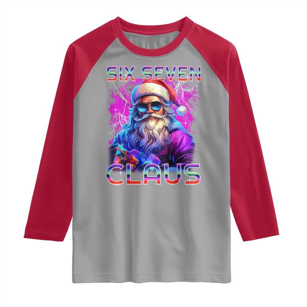 Funny Six Seven Claus Raglan Shirt 67 Christmas Santa Meme Gen Alpha - Wonder Print Shop