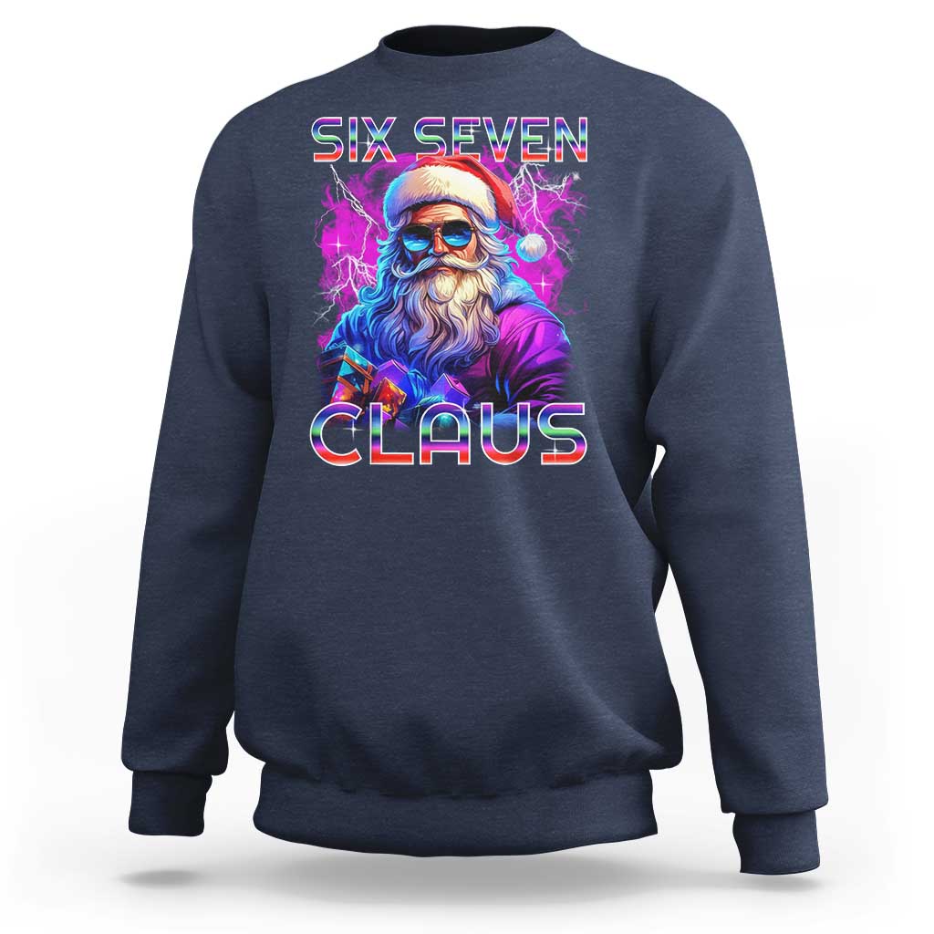 Funny Six Seven Claus Sweatshirt 67 Christmas Santa Meme Gen Alpha - Wonder Print Shop