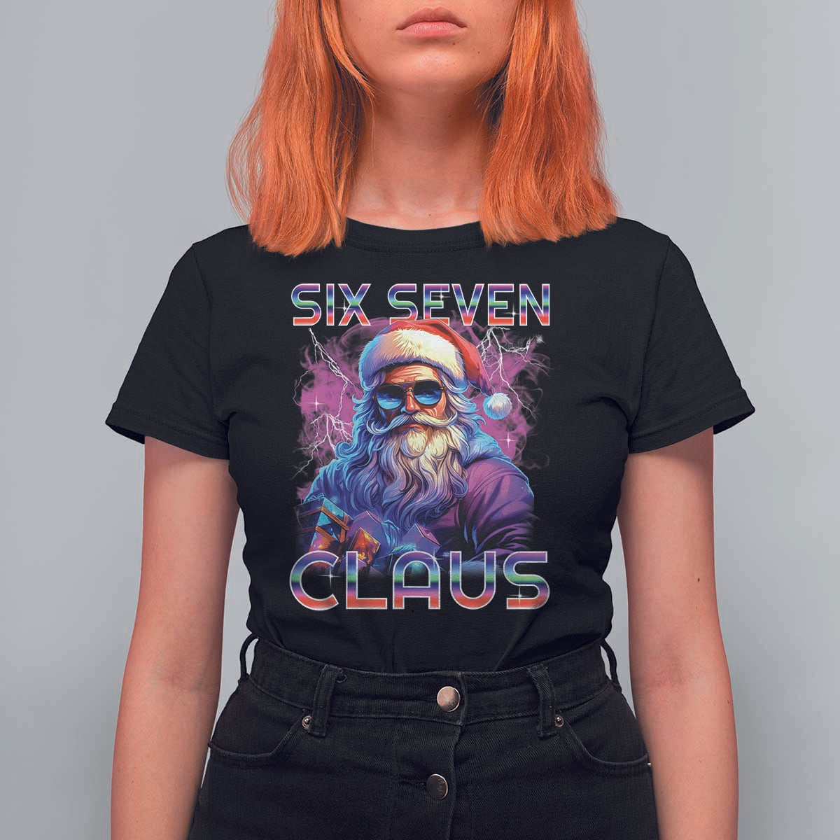 Funny Six Seven Claus T Shirt For Women 67 Christmas Santa Meme Gen Alpha - Wonder Print Shop