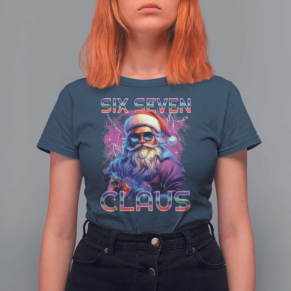 Funny Six Seven Claus T Shirt For Women 67 Christmas Santa Meme Gen Alpha - Wonder Print Shop
