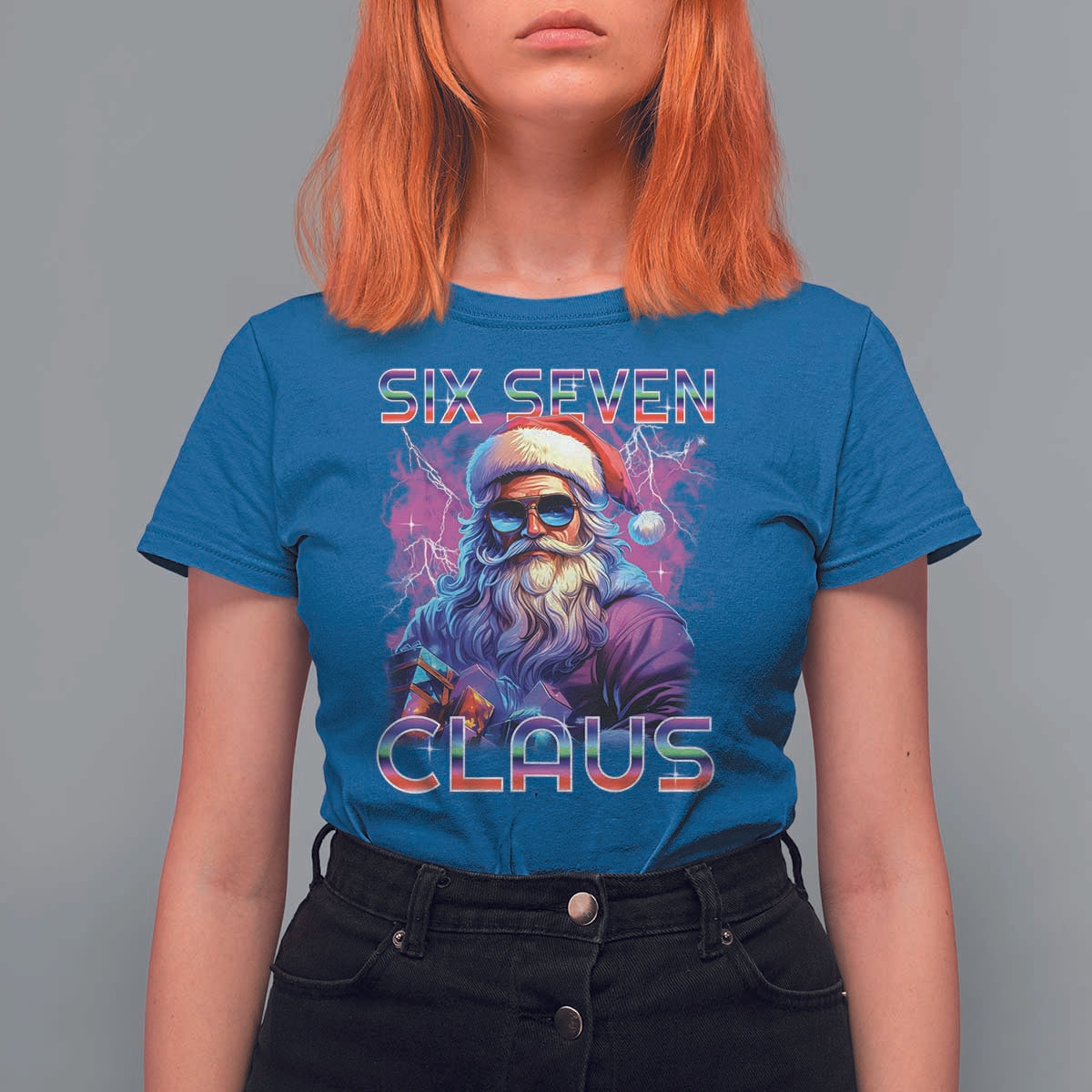 Funny Six Seven Claus T Shirt For Women 67 Christmas Santa Meme Gen Alpha - Wonder Print Shop