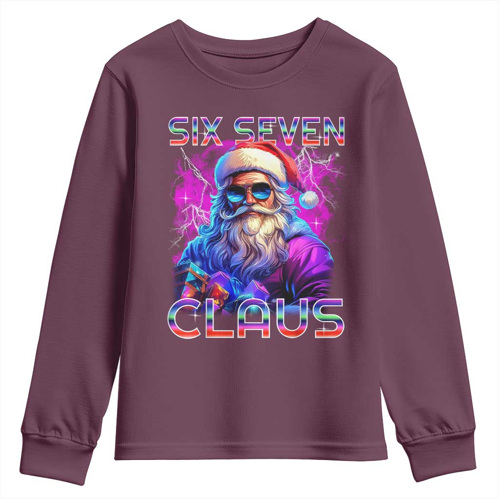 Funny Six Seven Claus Youth Sweatshirt 67 Christmas Santa Meme Gen Alpha - Wonder Print Shop