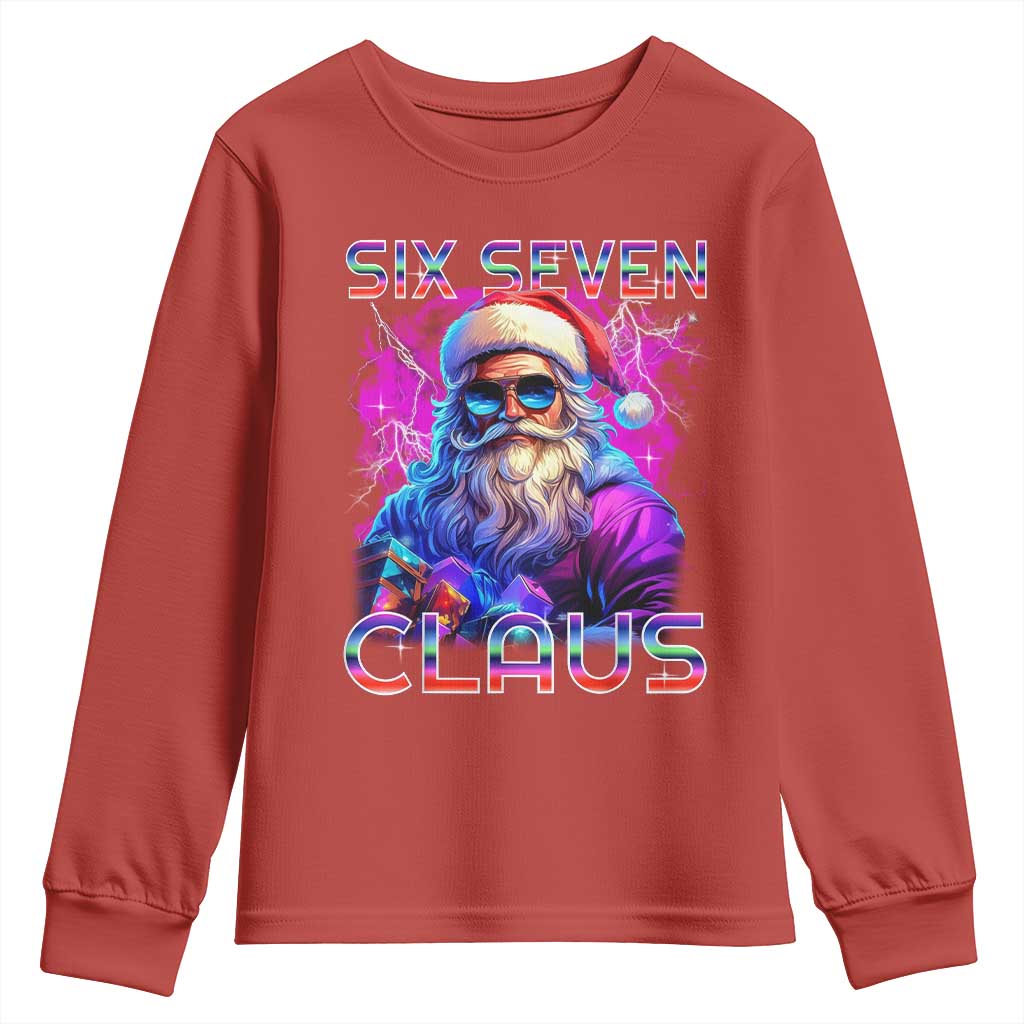 Funny Six Seven Claus Youth Sweatshirt 67 Christmas Santa Meme Gen Alpha - Wonder Print Shop