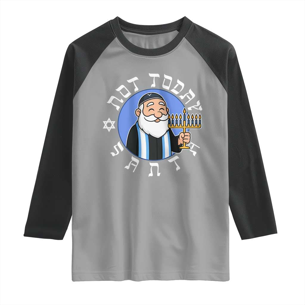 Funny Hanukkah Not Today Santa Raglan Shirt Jewish Chanukah Chrismukkah - Wonder Print Shop