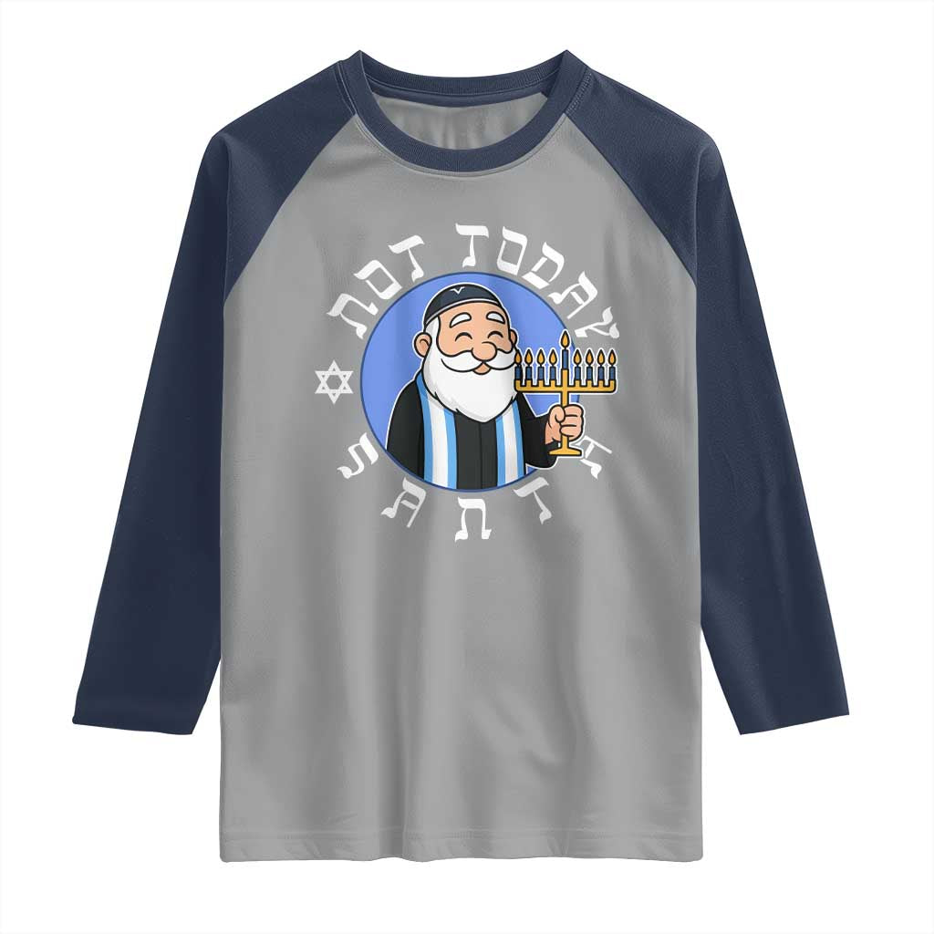 Funny Hanukkah Not Today Santa Raglan Shirt Jewish Chanukah Chrismukkah - Wonder Print Shop