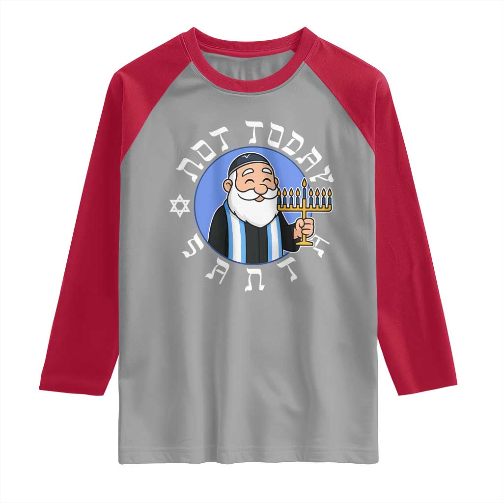 Funny Hanukkah Not Today Santa Raglan Shirt Jewish Chanukah Chrismukkah - Wonder Print Shop
