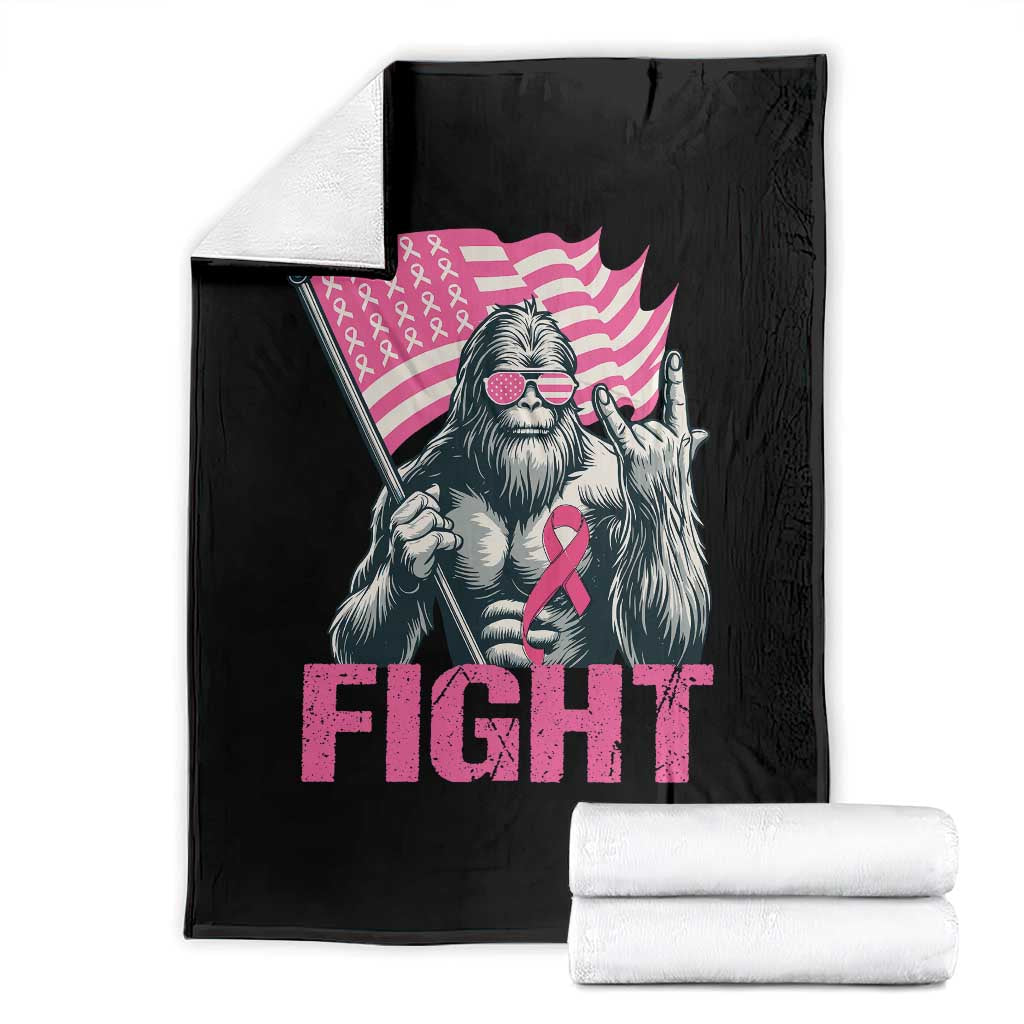 Funny Bigfoot Breast Cancer Awareness Throw Blanket Fight Pink Ribbon - Wonder Print Shop