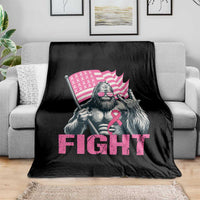 Funny Bigfoot Breast Cancer Awareness Throw Blanket Fight Pink Ribbon - Wonder Print Shop