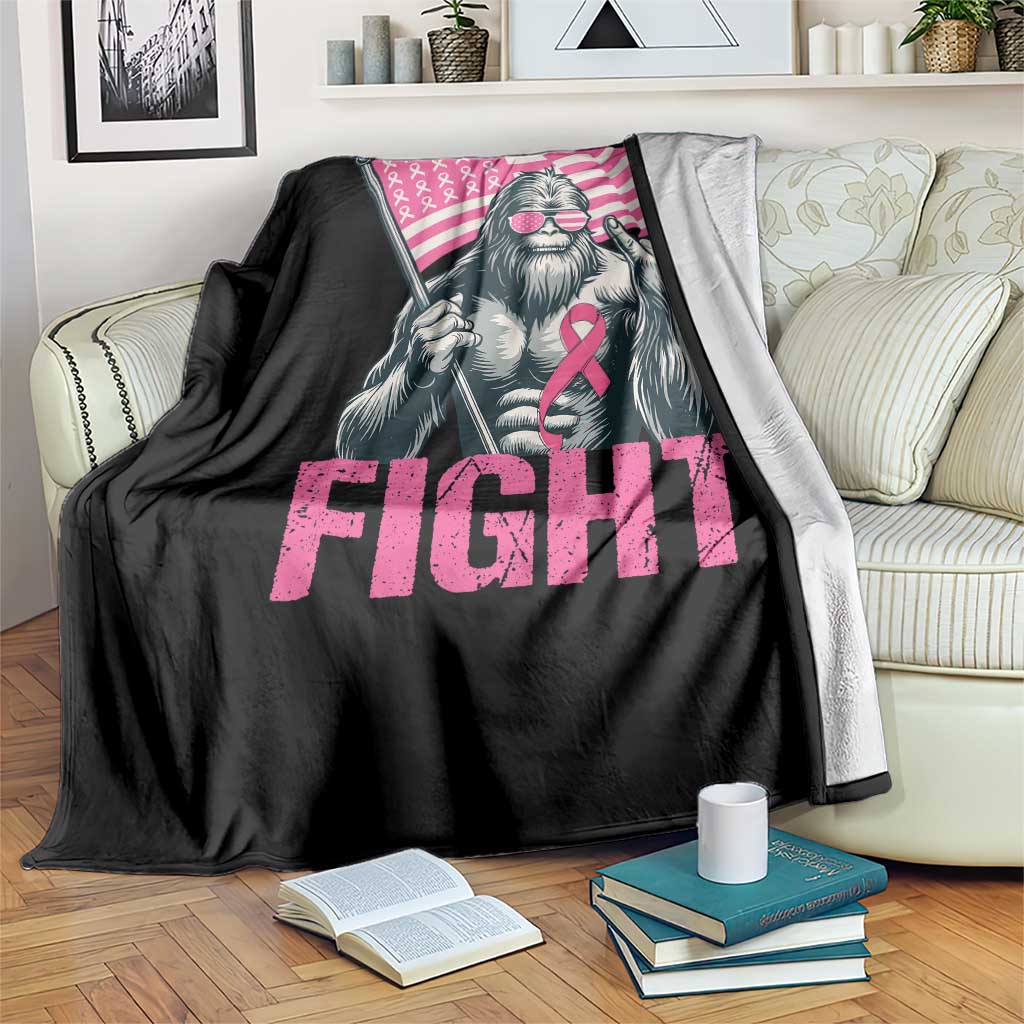 Funny Bigfoot Breast Cancer Awareness Throw Blanket Fight Pink Ribbon - Wonder Print Shop
