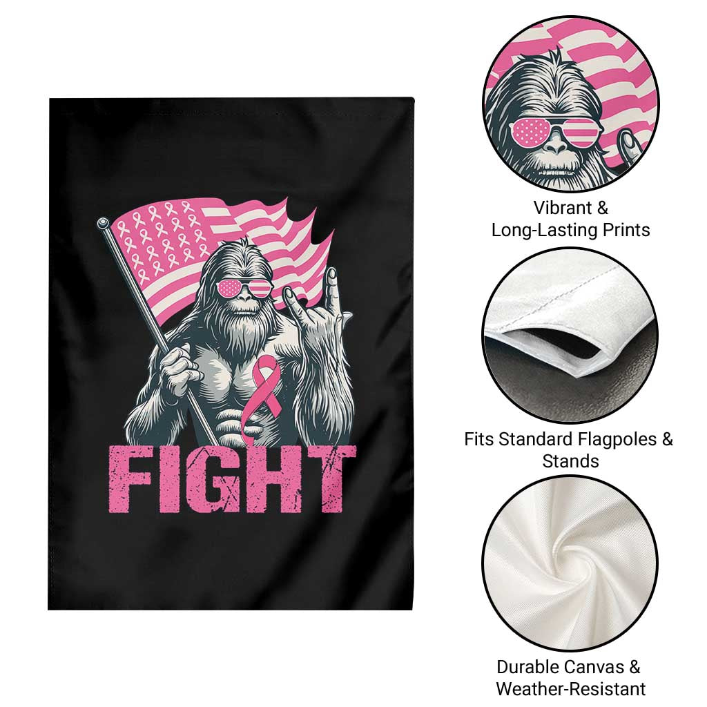 Funny Bigfoot Breast Cancer Awareness Garden Flag Fight Pink Ribbon - Wonder Print Shop