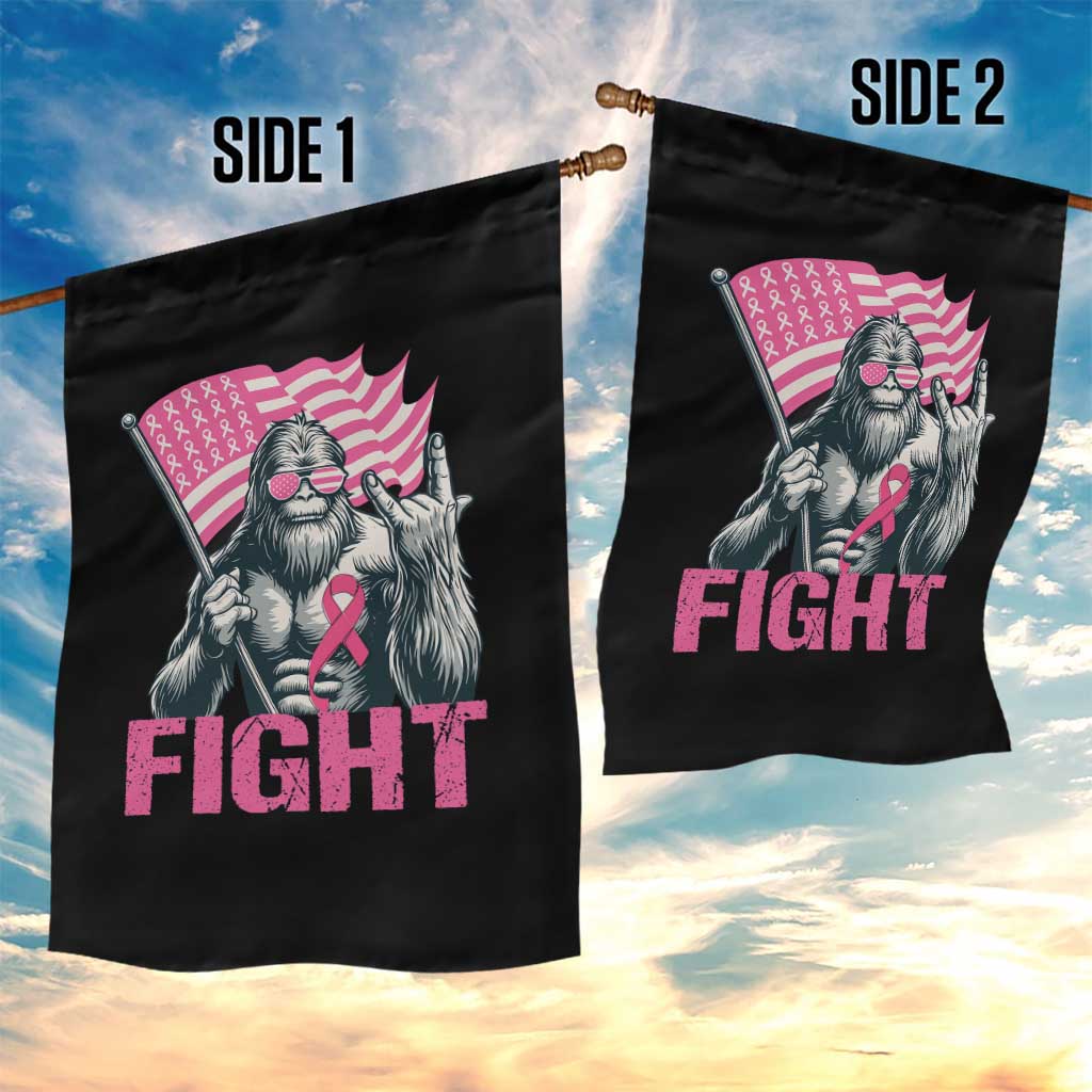 Funny Bigfoot Breast Cancer Awareness Garden Flag Fight Pink Ribbon - Wonder Print Shop