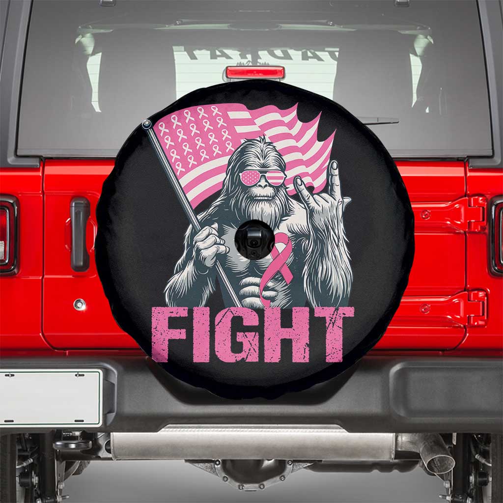 Funny Bigfoot Breast Cancer Awareness Spare Tire Cover Fight Pink Ribbon - Wonder Print Shop