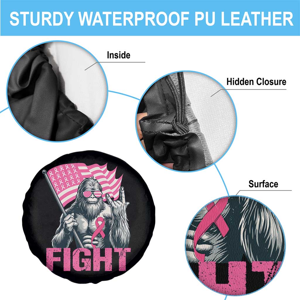 Funny Bigfoot Breast Cancer Awareness Spare Tire Cover Fight Pink Ribbon - Wonder Print Shop