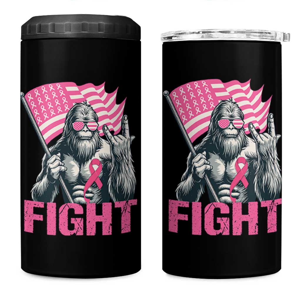 Funny Bigfoot Breast Cancer Awareness 4 in 1 Can Cooler Tumbler Fight Pink Ribbon - Wonder Print Shop