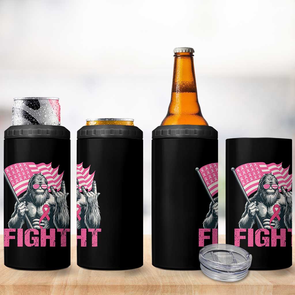 Funny Bigfoot Breast Cancer Awareness 4 in 1 Can Cooler Tumbler Fight Pink Ribbon - Wonder Print Shop