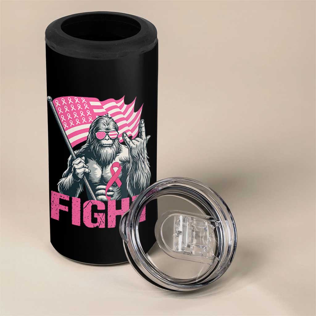Funny Bigfoot Breast Cancer Awareness 4 in 1 Can Cooler Tumbler Fight Pink Ribbon - Wonder Print Shop