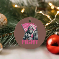 Funny Bigfoot Breast Cancer Awareness Ceramic Ornament Fight Pink Ribbon - Wonder Print Shop