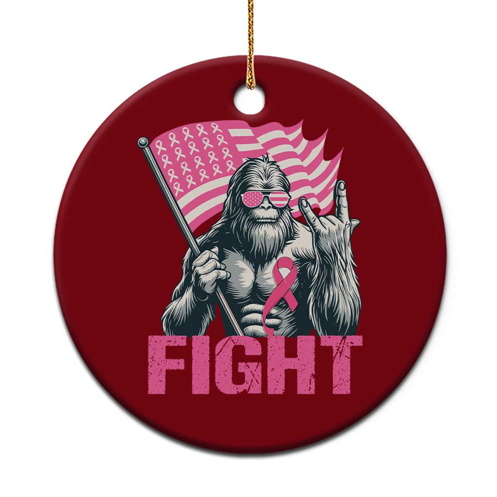 Funny Bigfoot Breast Cancer Awareness Ceramic Ornament Fight Pink Ribbon - Wonder Print Shop
