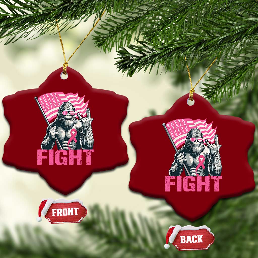 Funny Bigfoot Breast Cancer Awareness Ceramic Ornament Fight Pink Ribbon - Wonder Print Shop