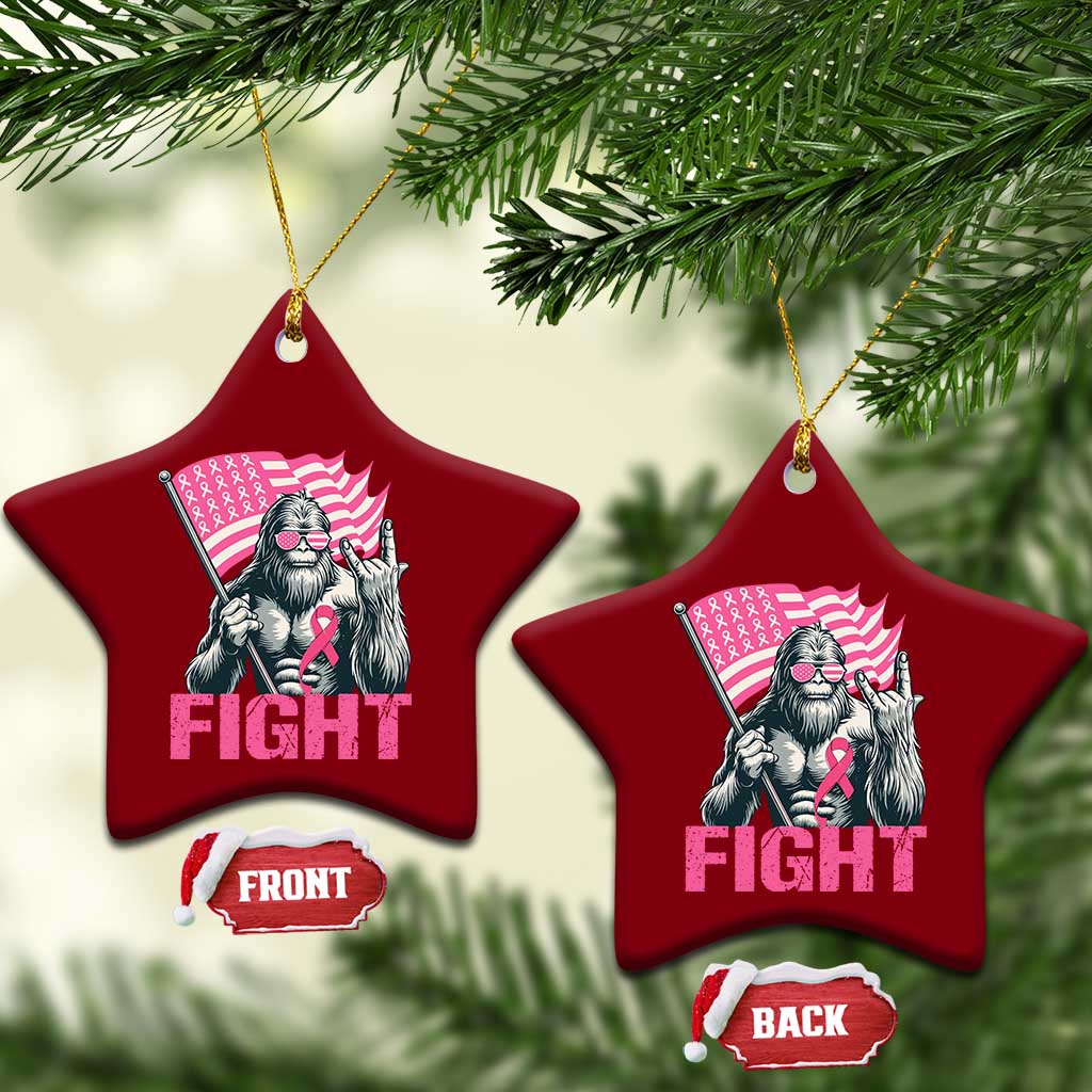 Funny Bigfoot Breast Cancer Awareness Ceramic Ornament Fight Pink Ribbon - Wonder Print Shop