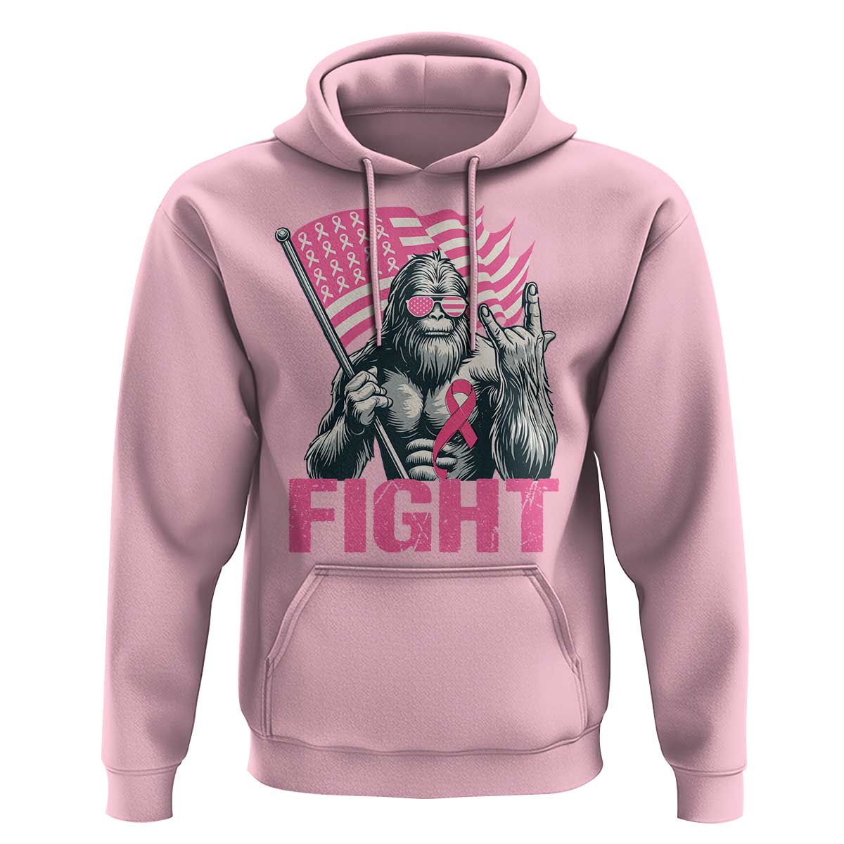 Funny Bigfoot Breast Cancer Awareness Hoodie Fight Pink Ribbon - Wonder Print Shop