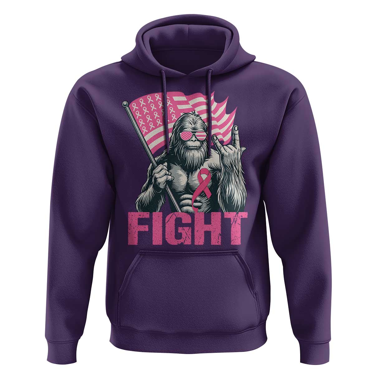 Funny Bigfoot Breast Cancer Awareness Hoodie Fight Pink Ribbon - Wonder Print Shop