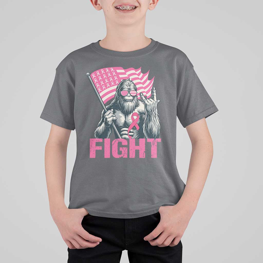 Funny Bigfoot Breast Cancer Awareness T Shirt For Kid Fight Pink Ribbon - Wonder Print Shop