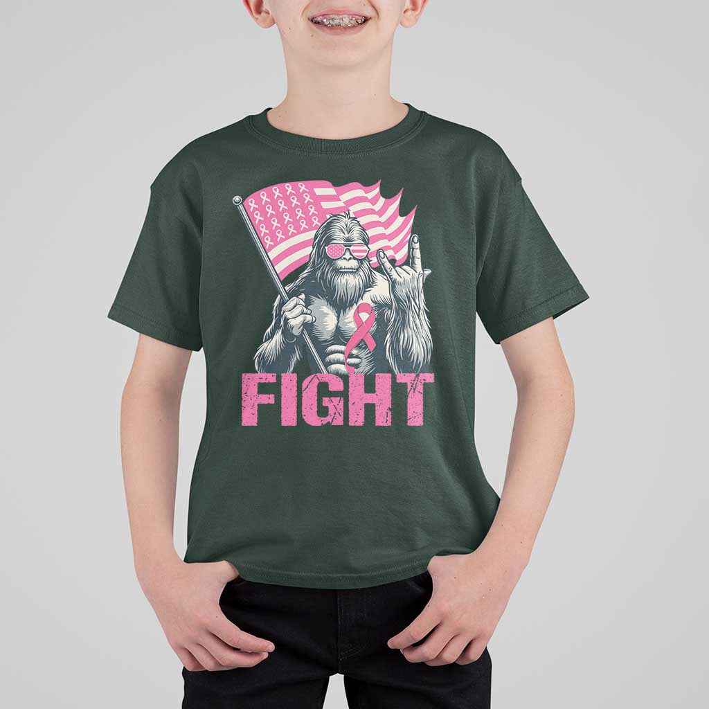 Funny Bigfoot Breast Cancer Awareness T Shirt For Kid Fight Pink Ribbon - Wonder Print Shop