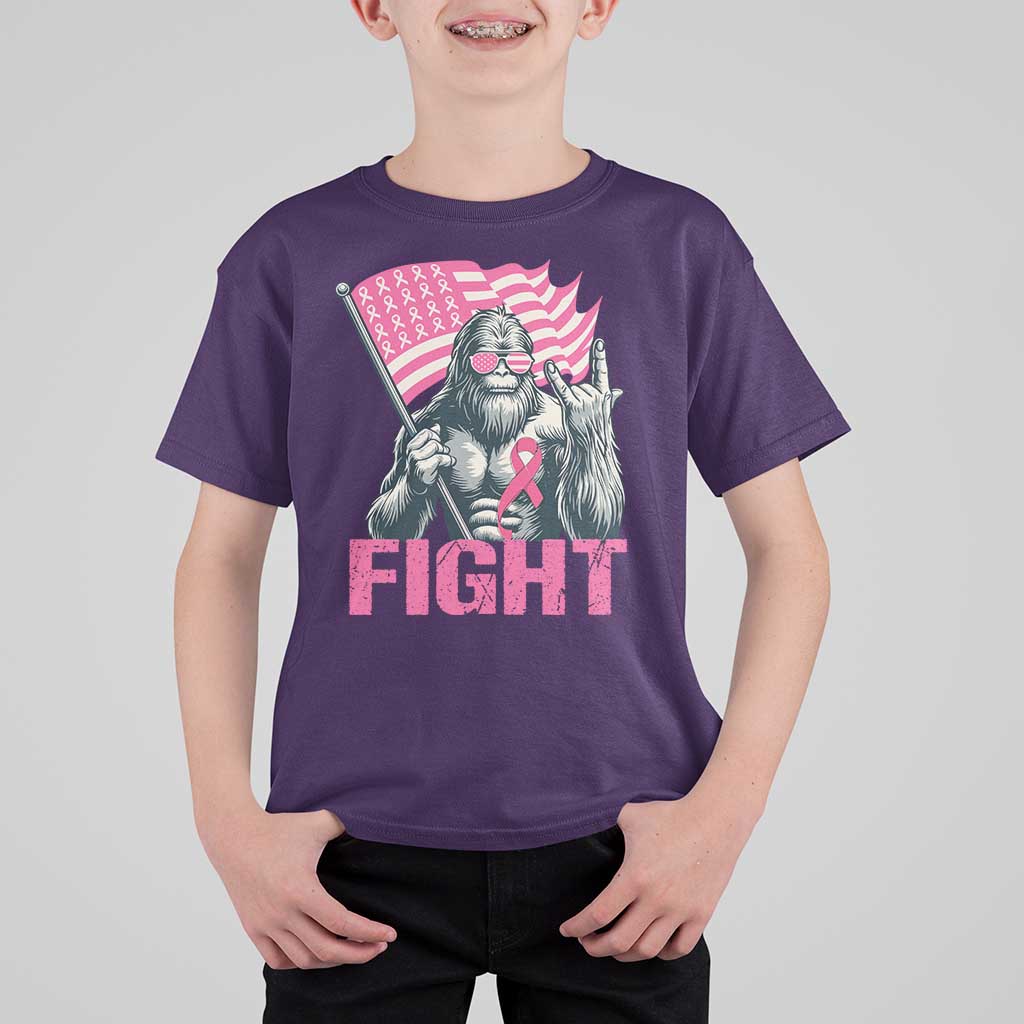 Funny Bigfoot Breast Cancer Awareness T Shirt For Kid Fight Pink Ribbon - Wonder Print Shop